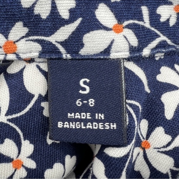 Lands End Blue Floral Cotton Dress Collared Stretch Knee Length - Picture 7 of 10